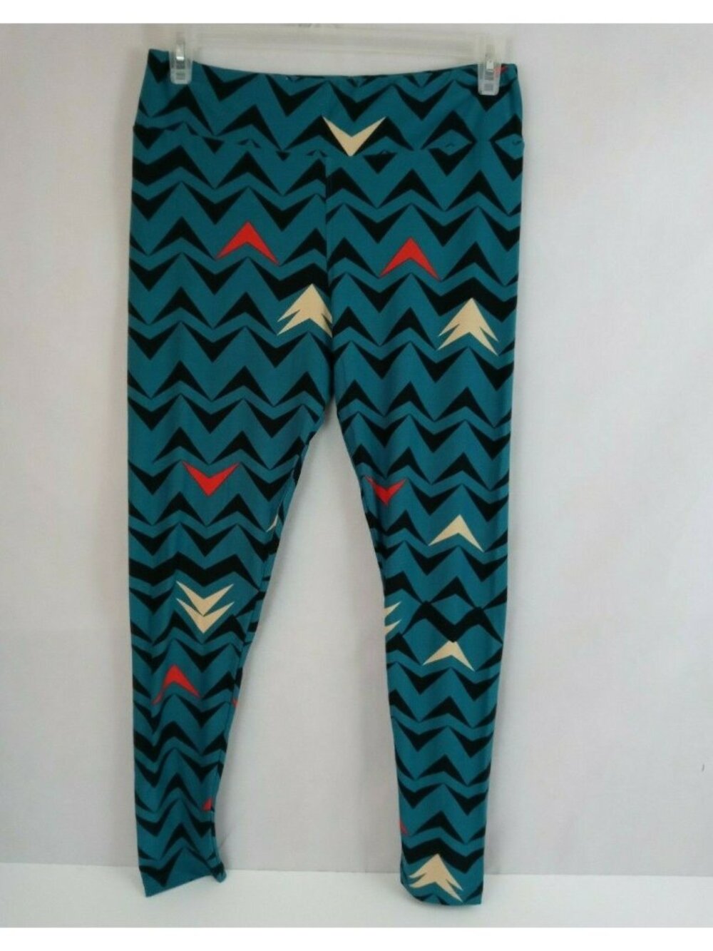 New Lularoe Tall & Curvy Christmas Leggings Black With Jade & Orange Design